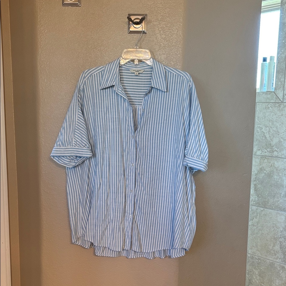 Max Studio women’s Light Blue Striped Casual Shirt